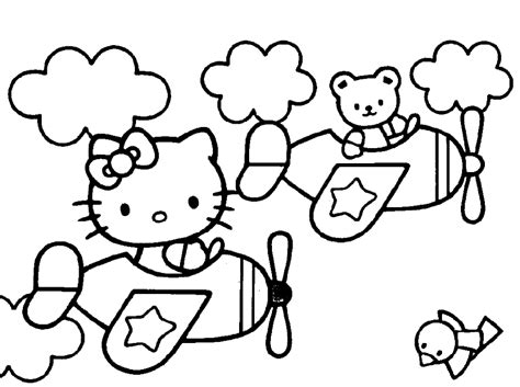 Flying Hello Kitty Coloring Page