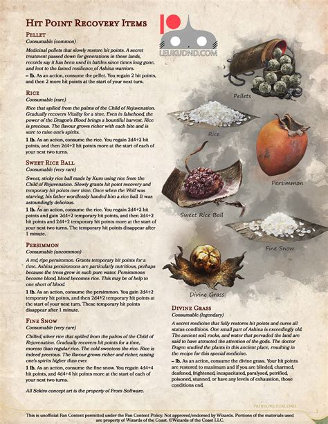 DnD 5e Magic Items: Healing Consumables. Bored of Healing Potions? Have a taste of these Sekiro ...