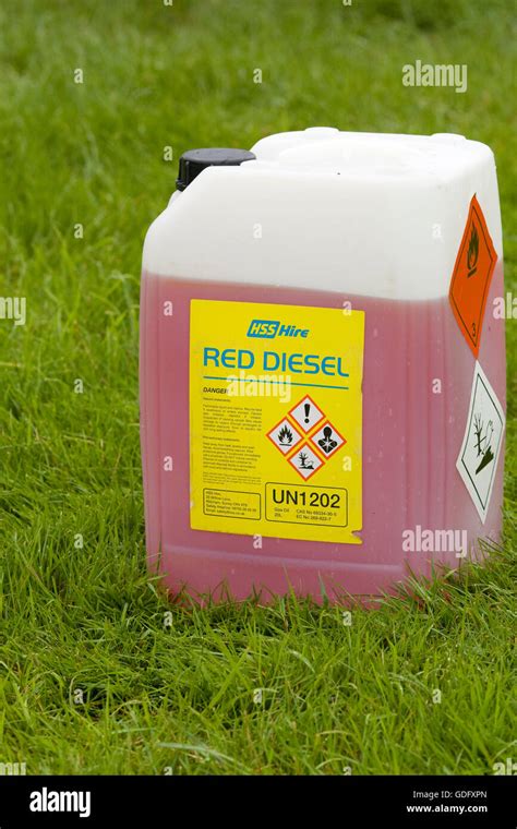 plastic container with Red Diesel fuel Stock Photo - Alamy