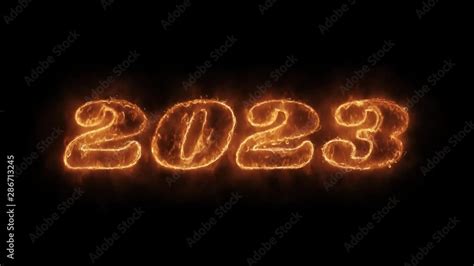 New Year 2023 Word Hot Animated Burning Realistic Fire Flame and Smoke ...