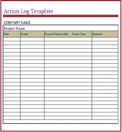 An action log template can track all the activities that you have performed or actions that ...