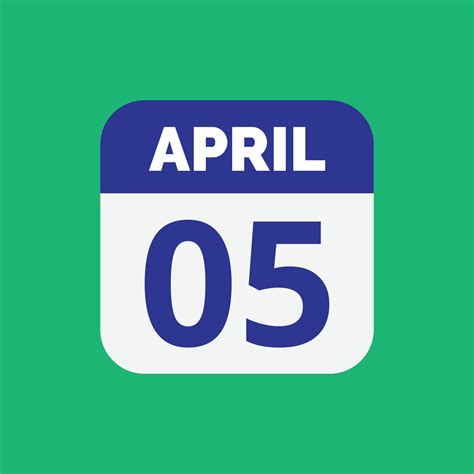 April 5 Calendar Date 23391265 Vector Art at Vecteezy