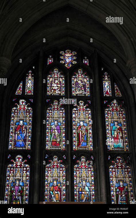 Stained Glass Window in Winchester Cathedral Stock Photo - Alamy