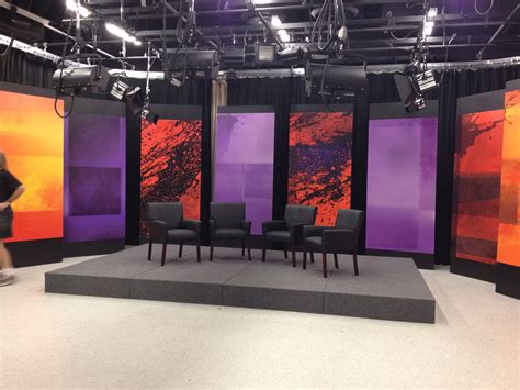 Communications Complex constructs new talk show set | Bryant Archway Tv Set Design, Stage Set ...