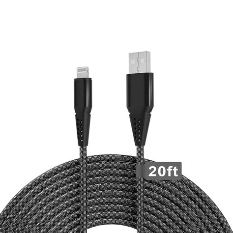 Amazon.com: Long iPhone Charger Cord 20FT (6M) [Apple MFi Certified] Extra Long iPhone Cable ...