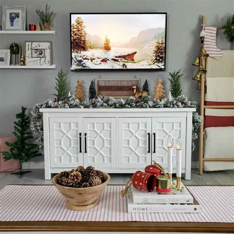 Wall Mounted TV Ideas in Festive Living Room - Soul & Lane