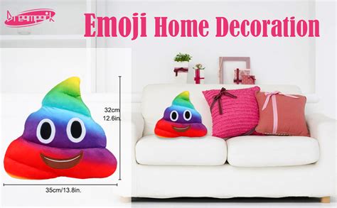 Rainbow Poop Emoji Pillow, Dreampark Plush Stuffed Cushion Soft Poo Pillow Birthday Gifts for ...