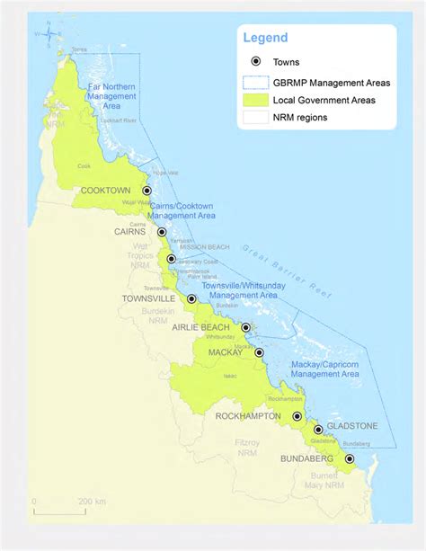 SELTMP map showing the study regions, Great Barrier Reef Marine Park ...