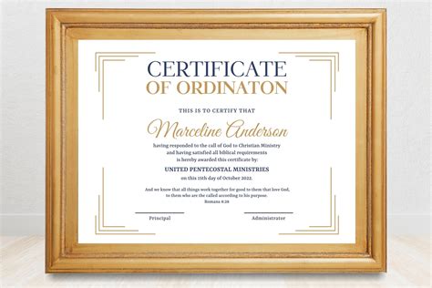 Editable Certificate of Ordination for New Pastors, Bishops, Prophets ...