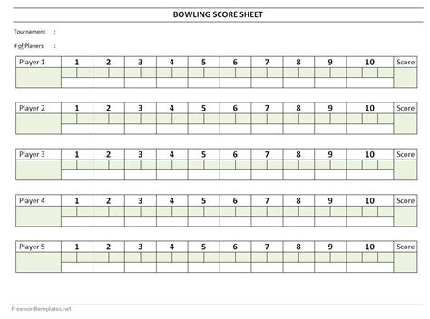 Bowling Score Sheet Printable