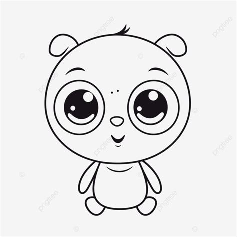 Coloring Page For Kids Cute Bear Coloring Black And White Cat With Big ...