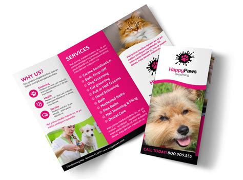 Fun Pet Grooming Tri-Fold Brochure Template | MyCreativeShop