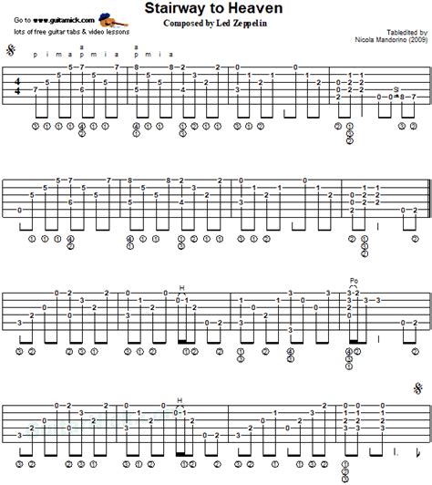 "Stairway To Heaven" by Led Zeppelin - Printable PDF Tab/Sheet ...