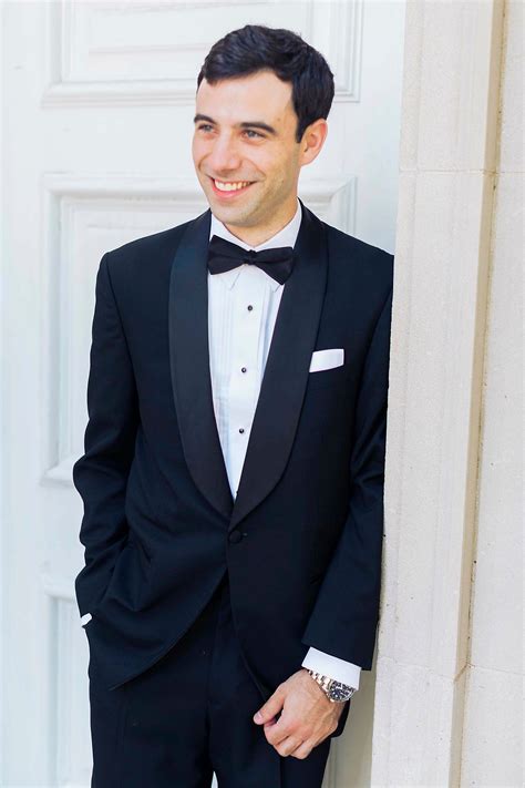 Classic Tuxedo with Pocket Square and Black Bow Tie