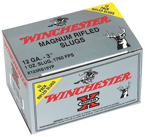 Winchester Ammo X123RS15VP Super-X Rifled Slug Hollow Point 12 Gauge 3 ...