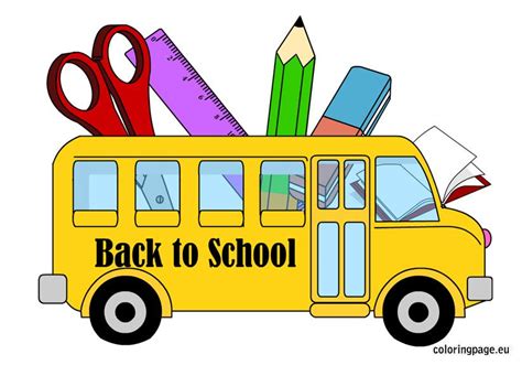 Back to School - School Bus | Coloring Page | Back to school clipart, School bus, School stickers