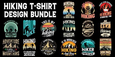 Mountain and hiking t-shirt design, Hiking vector T-shirt bundle, hiking element, graphic ...