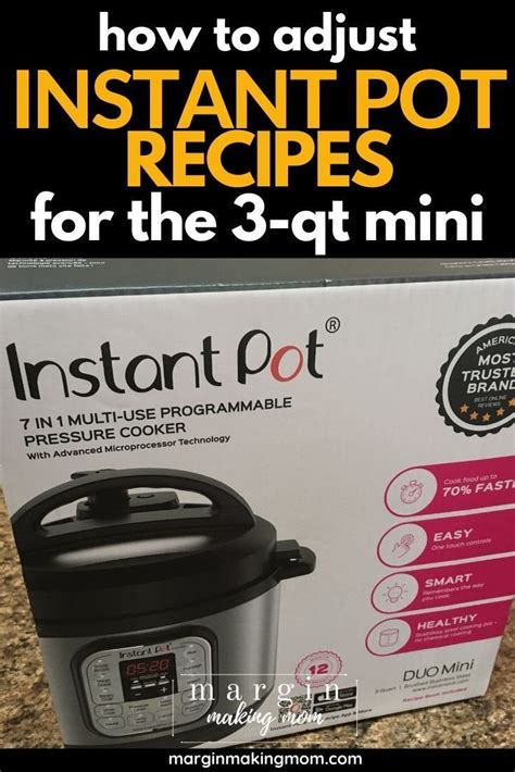 an instant pot recipe for the 3 qt mini is shown in front of a box