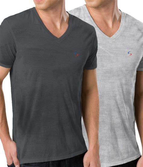 Skitch Charcoal-Grey Melange Pack of 2 V-Neck T-shirts - Buy Skitch Charcoal-Grey Melange Pack ...