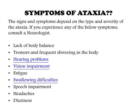 PPT - Ataxia : causes, symptoms, diagnosis and treatment PowerPoint Presentation - ID:7530550