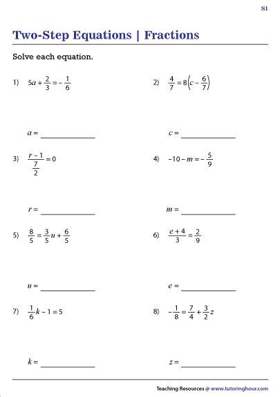 Systems Of Equations With Fractions Worksheet