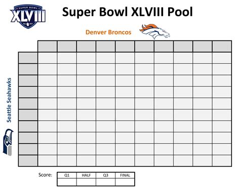 Printable 100 Square Football Pool Sheets