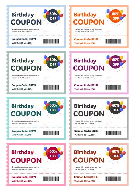 8 Per Page Birthday Coupon Template - Word | Google Docs - Highfile