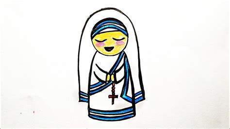 Cute Mother Teresa Drawing Easy|How To Draw Mother Teresa With Colour For Begginers|Debanu Art ...