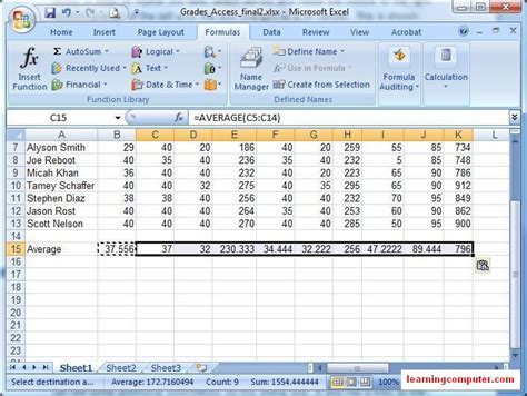 Microsoft Excel – Formulas Tab – IT Computer training ...