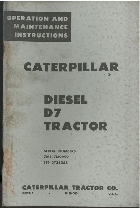 CAT Caterpillar Diesel Tractor D7 Operations Manual