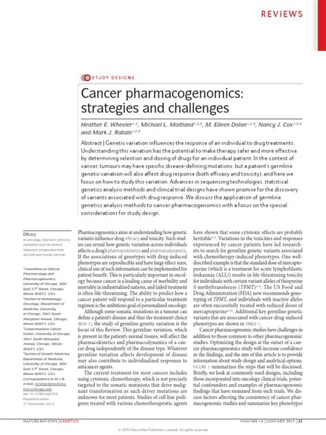 Cancer Pharmacogenomics - Strategies and Challenges | Epidermal Growth ...