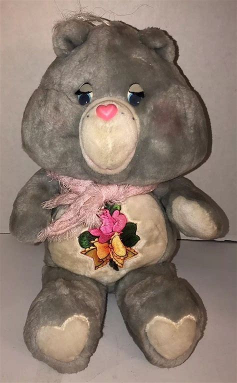 Vintage GRAMS CARE BEAR w/ Shawl 1983 Gray 15" Plush Stuffed ORIGINAL Heart Mark - Care Bears