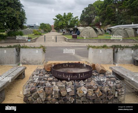 Cockatoo Island camp site Stock Photo - Alamy