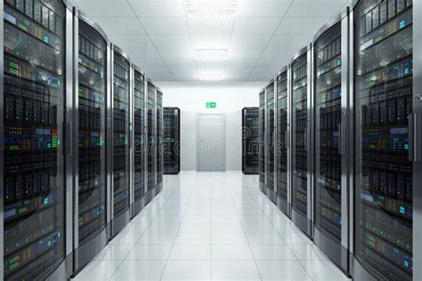 Server room in datacenter stock illustration. Illustration of data ...