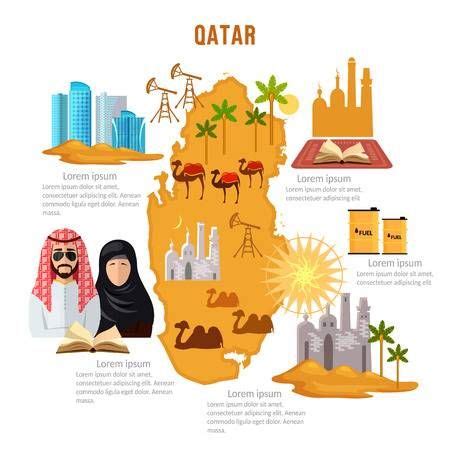 Qatar infographics sights culture traditions map people qatar template ...