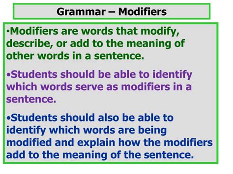 PPT - Grammar – Modifiers PowerPoint Presentation, free download - ID ...