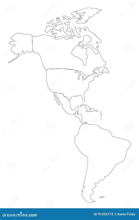 Map Of North And South America Vector Outline Map Of South America ...