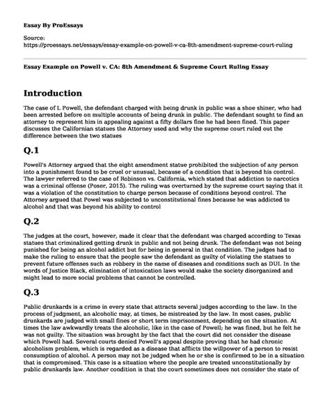 📌 Essay Example on Powell v. CA: 8th Amendment & Supreme Court Ruling ...