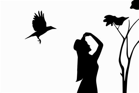 Vector illustration. Image of a girl and a crow. 12323878 Vector Art at ...