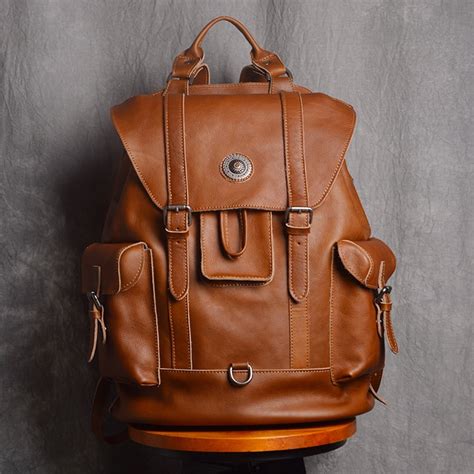 Large Leather Backpack Handmade Vintage Men Travel Backpack NP03 ...