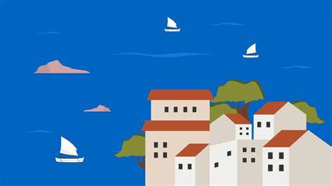 Picturesque Spanish Coastal Town with Mediterranean Sea View 22034884 Vector Art at Vecteezy