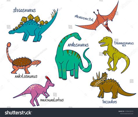 Types Dinosaurs Inscriptions Stock Vector (Royalty Free) 1078423019 | Shutterstock