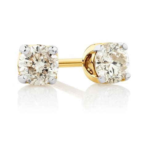 Stud Earrings with 0.30 Carat TW of Diamonds in 10ct Yellow Gold