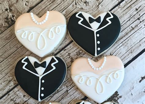 Wedding Cookies Bride and Groom Cookies Tuxedo and Gown | Etsy ...