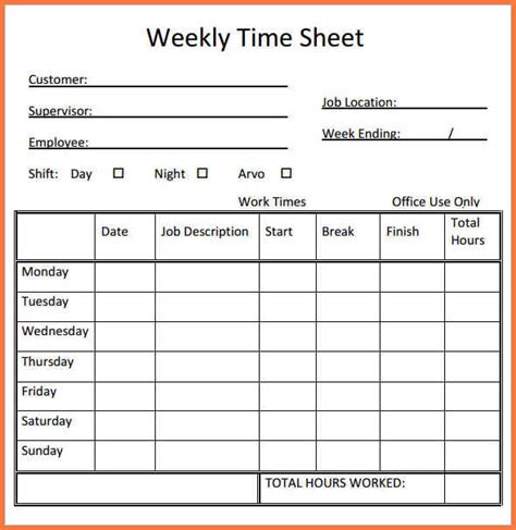 Free Printable Timesheets | Template Business