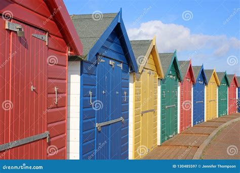 Beach Huts, Dawlish Warren stock image. Image of swim - 130485597