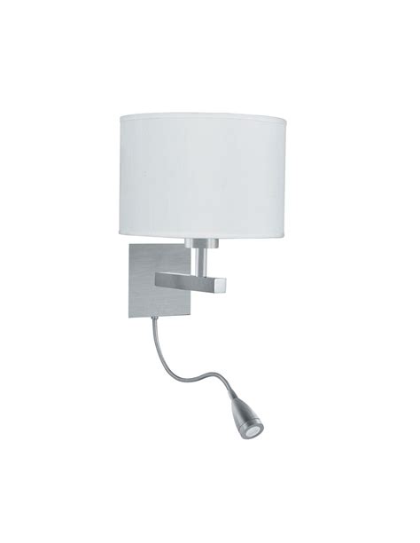 Searchlight Hotel LED Dual Arm Wall Light with Shade Satin Silver