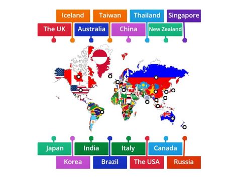 G6 - Countries on the World Map - Labelled diagram