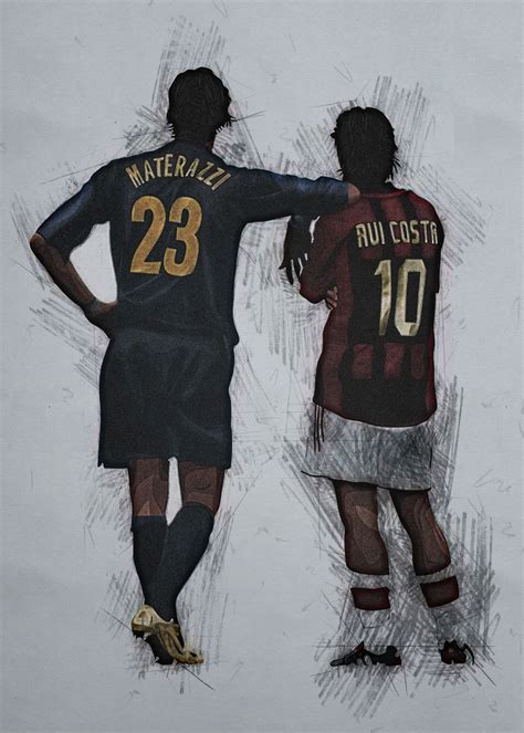 'Materazzi and Rui costa' Poster, picture, metal print, paint by ...