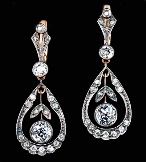 Antique Diamond Silver Gold Drop Earrings at 1stDibs | vintage drop earrings, antique dangle ...
